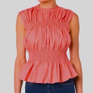 Joe's Sleeveless Cotton Voile Peplum Top Color: Lantana Size: S  NWT
